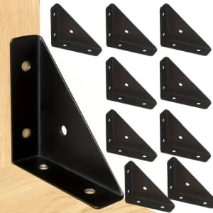 Heavy Duty Iron L-Brackets with 90 Degree Angle Support 10-Pack: $13