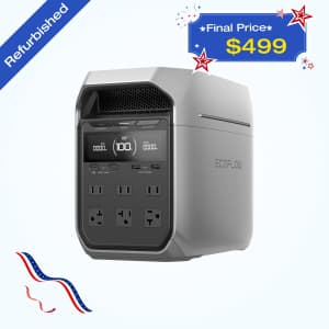 Certified Refurb EcoFlow Delta 3 Plus 1024Wh Portable Power Station: $494