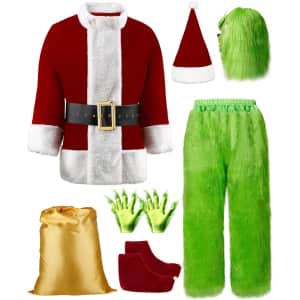 Green Santa Costume Deluxe 9-Piece Set: $34.99 Green Santa Costume Deluxe 9-Piece Set: $34.99