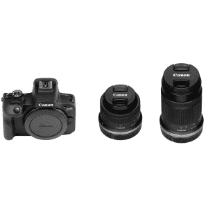 Canon EOS R100 Mirrorless Camera w/ RF-S18-45mm & RF-S55-210mm Lenses: $500