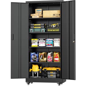 InterGreat 73" x 32" 5-Tier Metal Storage Cabinet w/ Wheels: $116.53