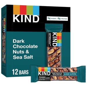 KIND Bars Dark Chocolate Nuts and Sea Salt 12-Count: $12 KIND Bars Dark Chocolate Nuts and Sea Salt 12-Count: $12