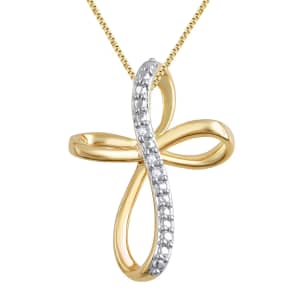 14K Yellow Gold Plated Diamond Criss-Cross Hoop Pendant Necklace: $27.99