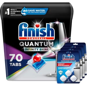 Finish Powerball Quantum Infinity Shine 70-Count Dishwasher Tabs + Dishwasher Care Tabs 4-Pack: $27.92