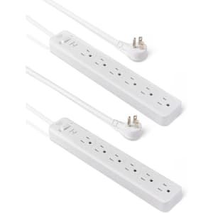 Amazon Basics 6-Outlet Power Strip 2-Pack: $6.55