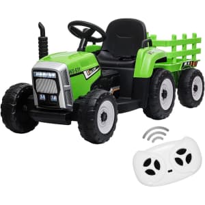 Kids Ride On Tractor with Trailer and Remote: $144