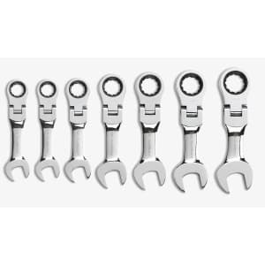 GearWrench 7-Piece 12 Pt. Stubby Flex Head Ratcheting Combination Wrench Set: $72