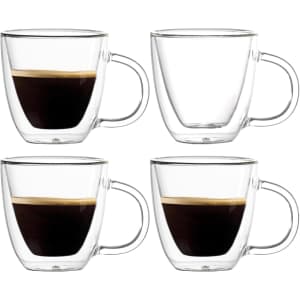 Double Walled Glass 6-oz Espresso Mug 4-Pack: $15