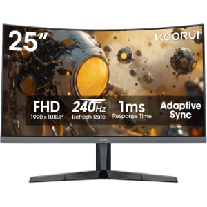 Koorui 25" 240Hz FHD Adaptive Sync Curved Gaming Monitor: $130 w/ Prime