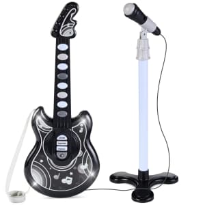 Best Choice Products Kids' Flash Guitar w/ Mic Stand: $19.99