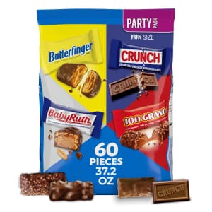 Butterfinger, Crunch, Baby Ruth, 100 Grand 60-Count Pack: $12