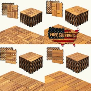 12" x 12" Hardwood Interlocking Patio Deck Tiles 27-Pack: $72.90