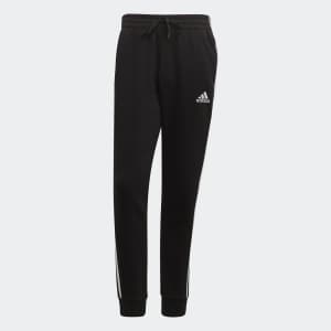 adidas Men's Essentials French Terry Tapered-Cuff 3-Stripes Pants: $14