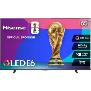 Hisense E6 Cinema Series 65E6QF 65" 4K HDR QLED UHD Smart TV: $410
