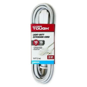 Hyper Tough 10-Foot 3-Outlet Light-Duty Extension Cord: $5.97