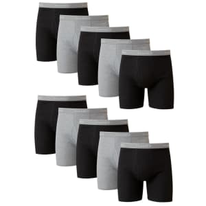 Hanes Men's 100% Cotton Boxer Briefs 10-Pack: $24