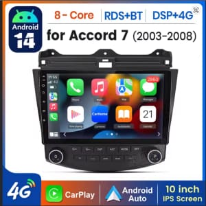 Awesafe AI 4G LTE Wireless CarPlay Android Auto Car Radio for Honda Accord 7: $69
