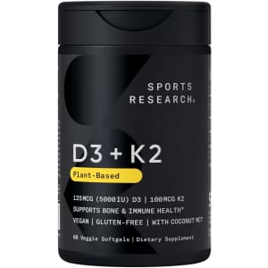 Sports Research Vegan D3 5000iu with Vitamin K2 100mg 60 Softgels: $12 w/ Subscribe & Save