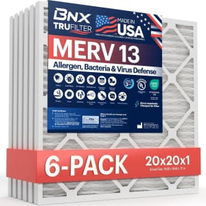 BNX TruFilter 20x20x1 Air Filter MERV 13 6-Pack: $46 w/ Subscribe & Save