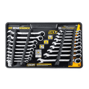 GearWrench SAE/MM 90-Tooth Pro Combination Ratcheting Wrench 18-Pc. Tool Set: $79.97