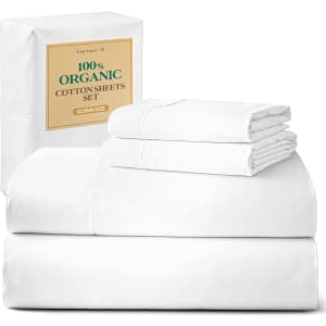 Lane Linen Organic Cotton 15" Pocket Queen Sheet Set: $28