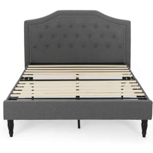 Christopher Knight Home Renee Upholstered Platform Queen Bed Frame: $247 Christopher Knight Home Renee Upholstered Platform Queen Bed Frame: $247