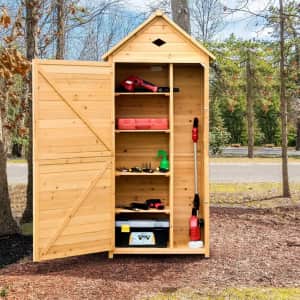 4-Shelf Outdoor Wooden Storage Shed: $126 4-Shelf Outdoor Wooden Storage Shed: $126