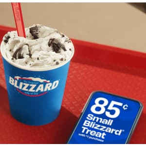 Dairy Queen Small Blizzard: 85 cents w/ $1 purchase