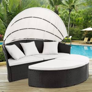 Round Patio Daybed w/ Retractable Canopy: $222 Round Patio Daybed w/ Retractable Canopy: $222