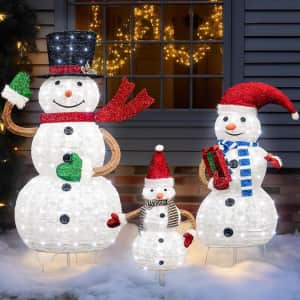 AWQM 3D Pre-Lit Christmas Snowman Family Outdoor Decoration: $64.99