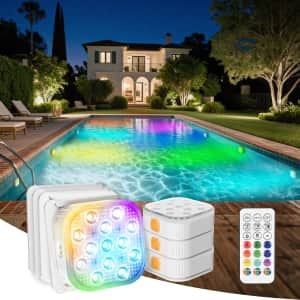 Patiopia Pool Lights with Remote Rechargeable LED 4 Pack: $20.99