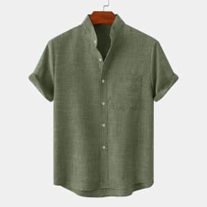 Men's Linen Band Collar Shirt: 2 for $11 Men's Linen Band Collar Shirt: 2 for $11