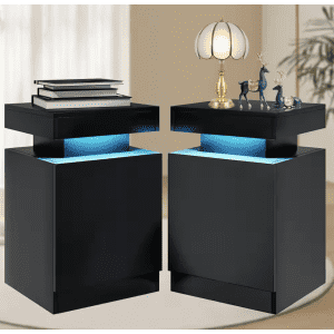 Set of 2 Modern Nightstands with LED Lights: $86 Set of 2 Modern Nightstands with LED Lights: $86