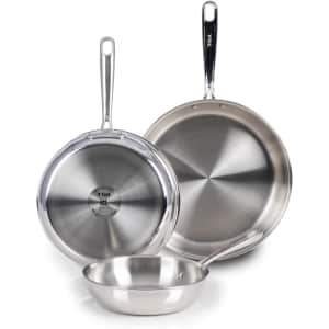 T-fal Pro Tri-Ply Stainless Steel 3-Piece Cookware Set: $70