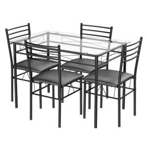 Gymax 5-Piece Glass Top Dining Set: $150 Gymax 5-Piece Glass Top Dining Set: $150
