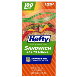 Hefty Press-to-Close Extra Large Food Storage Bags 100-Pack: $2.97