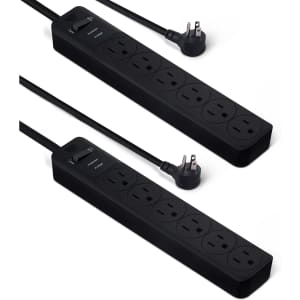 Amazon Basics 6-Outlet Surge Protector Power Strip 2-Pack: $12