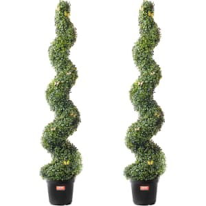 Vevor 5-Foot Artificial Spiral Topiary Tree 2-Pack: $59