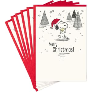 6 Hallmark Peanuts Snoopy and Woodstock Christmas Cards: $5.59
