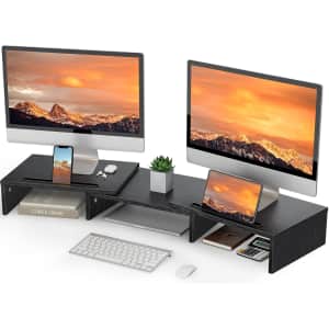 Loryergo Dual Monitor Stand Riser w/ Drawers: $15.83