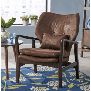 Noble House Haddie Mid-Century Modern Brown Microfiber Club Chair: $200 Noble House Haddie Mid-Century Modern Brown Microfiber Club Chair: $200