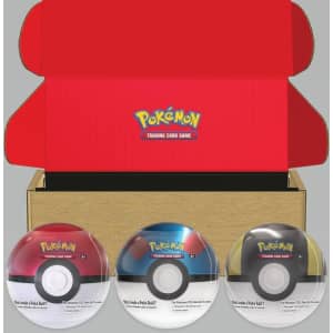 Pokemon TCG: Poké Ball Tin 3-Pack Bundle w/ 9 Booster Packs & Stickers: $47.54 Pokemon TCG: Poké Ball Tin 3-Pack Bundle w/ 9 Booster Packs & Stickers: $47.54