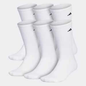 adidas Men's Athletic Cushioned Crew Socks 6-Pair Pack: $9