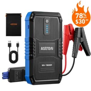 1500A Portable Car Jump Starter Power Pack: $30.99