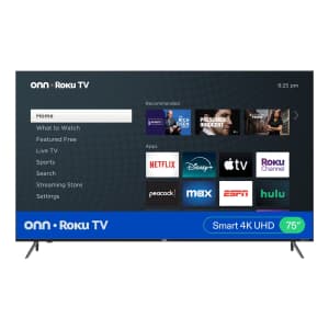 Onn 100044717 75" 4K LED UHD Roku Smart TV: $384
