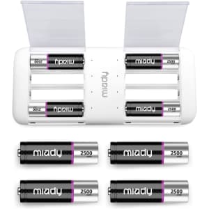 Rechargeable Lithium AA Batteries 8-Pack with Fast Charger: $9.49