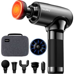 Heychy Massage Gun with Heat and 6 Attachments: $19.99
