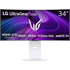 LG UltraGear 34GX90SA-W 34" Ultrawide 1440p HDR 240Hz AMD FreeSync OLED Curved Gaming Monitor: $796.99