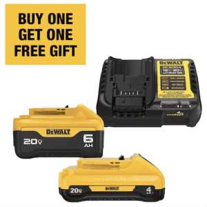 DeWalt 20V Max Lithium-Ion 6.0Ah / 4.0Ah Battery Starter Kit: $199 w/ free tool worth up to $219 DeWalt 20V Max Lithium-Ion 6.0Ah / 4.0Ah Battery Starter Kit: $199 w/ free tool worth up to $219