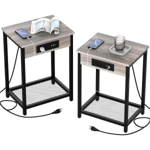 Set of 2 Bedroom Nightstands w/ Charging Station: $41